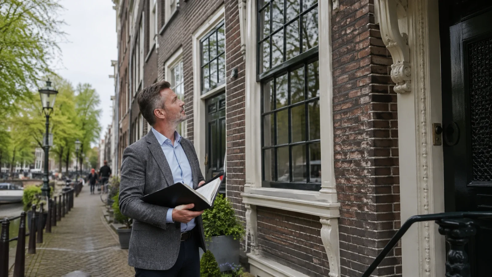 Historic Dutch listed building with a property professional reviewing its condition and market evidence