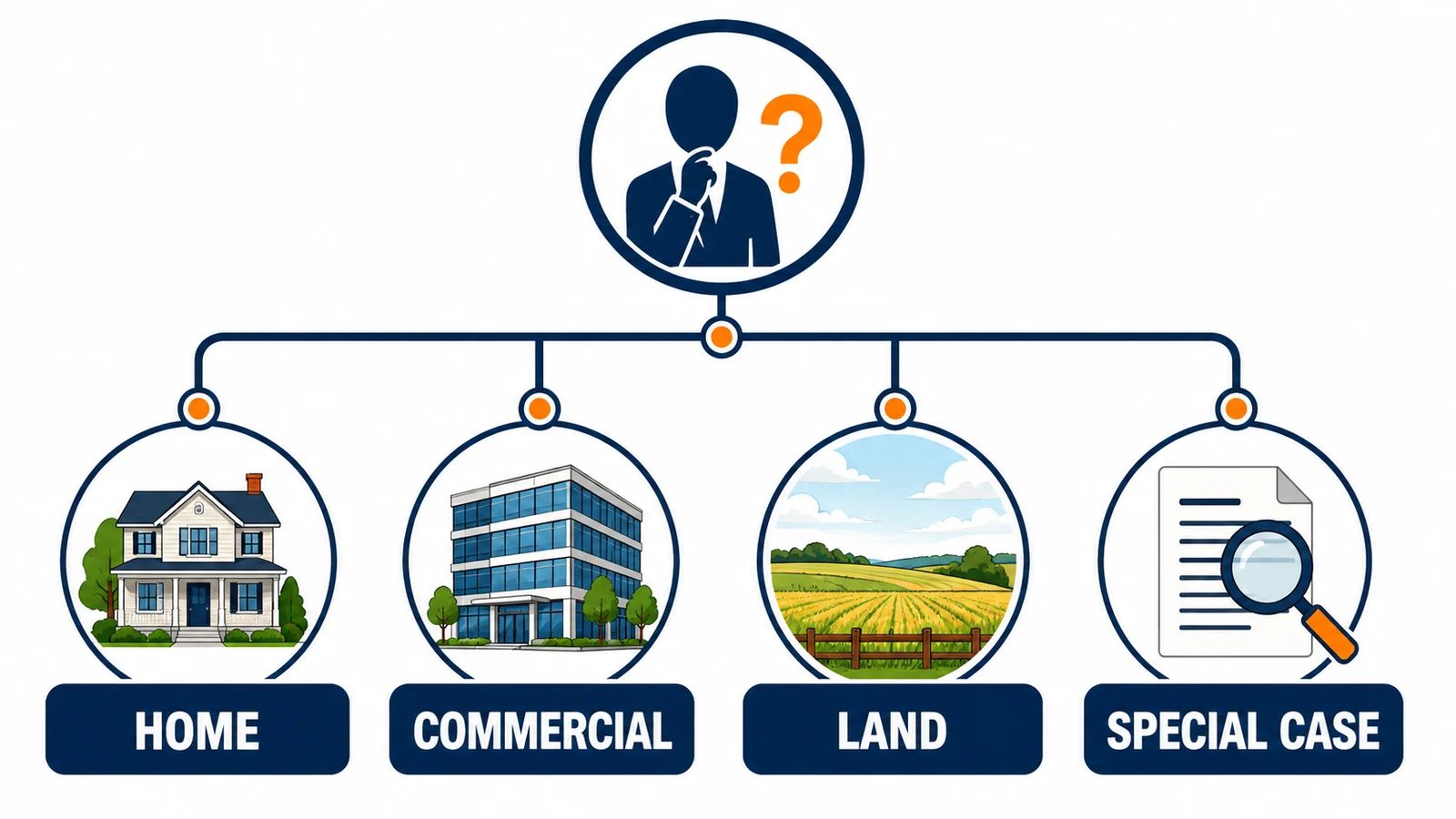 Decision factors for choosing a property appraiser: home, commercial, land and special case