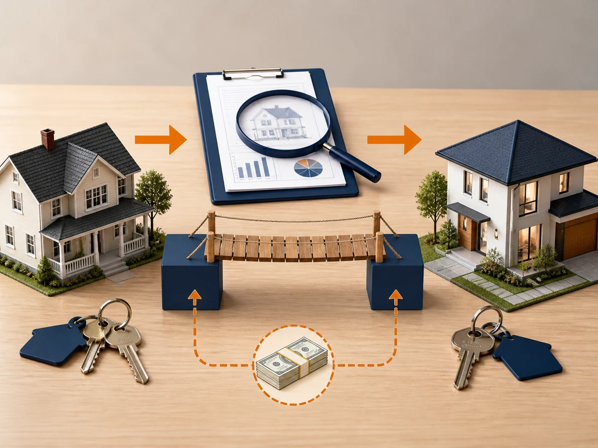 Two-home bridging plan with valuation and cash-flow evidence