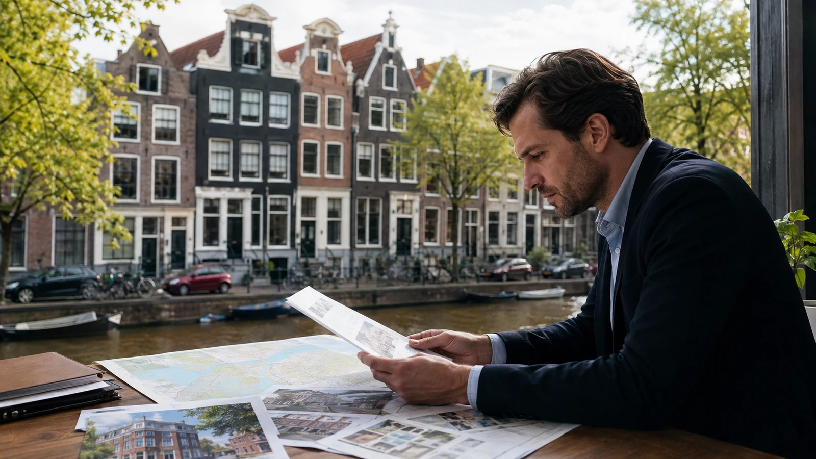House model, map and valuation papers arranged for a North Holland comparison